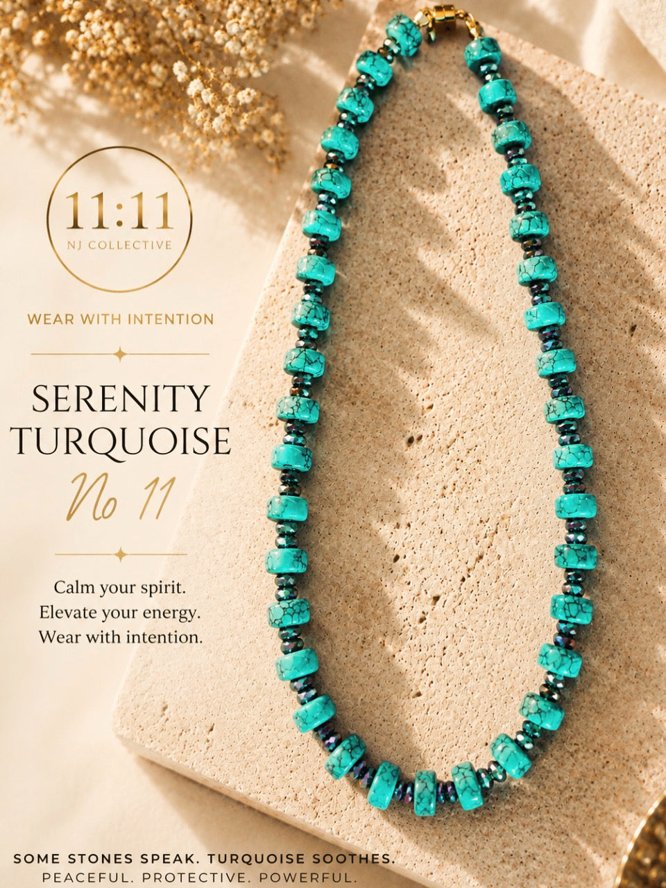 Serenity Turquoise No. 11 | Turquoise & Faceted Crystal Beaded Necklace