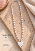 Tender Heart No. 11 | Blush Jade & Mother-of-Pearl Heart Necklace