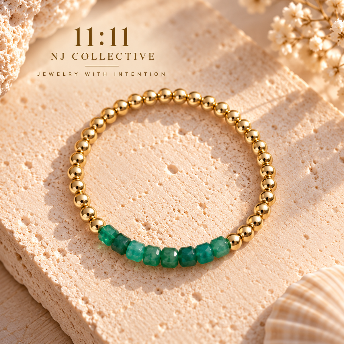 Just Begin — Natural Green Agate Bracelet