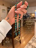 Caribbean Heart No. 11 | Jade, Faceted Crystal & Gold Heart Pendant Statement Necklace