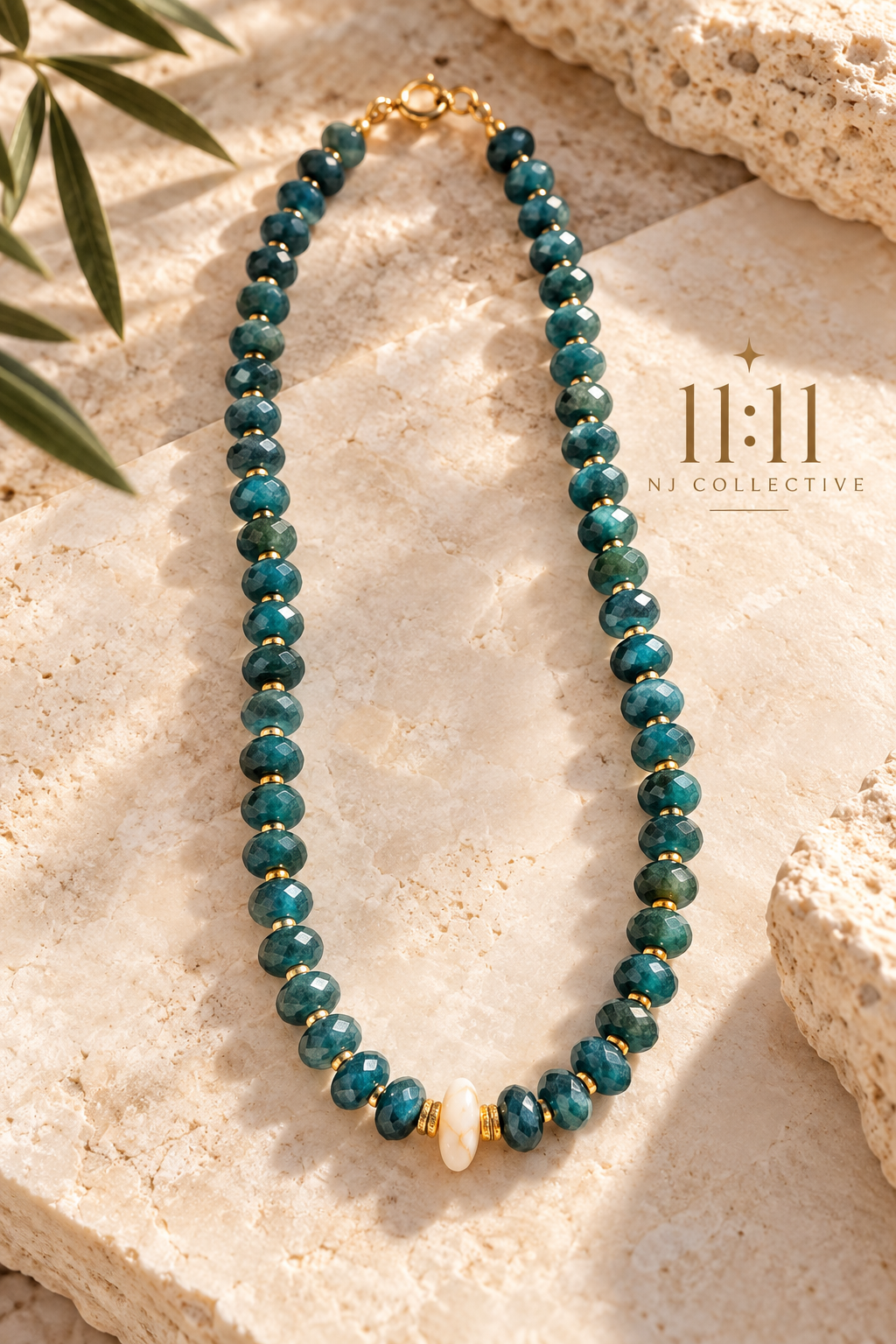 Mediterrnea No. 11 | Green Jasper + Pineapple Agate Necklace